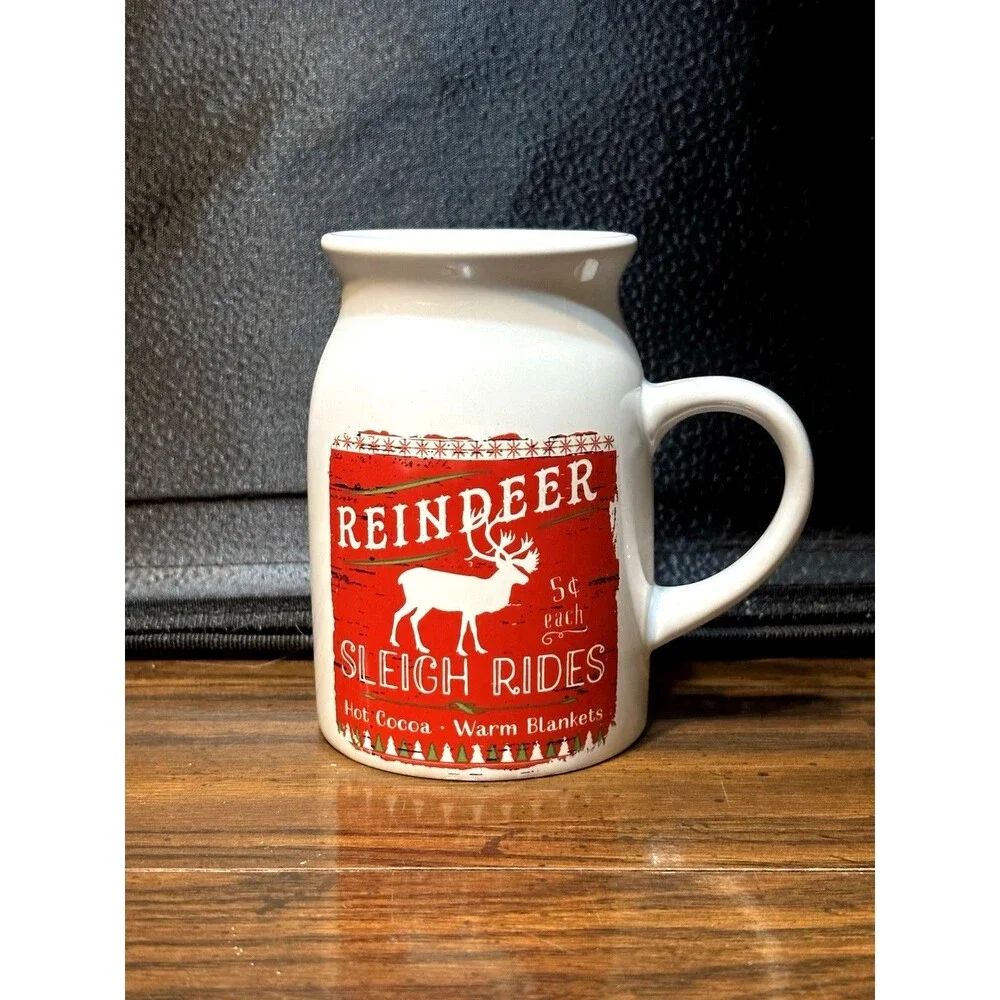 Reindeer Sleigh Rides Christmas Cocoa Mug Milk Jug Ceramic Cup